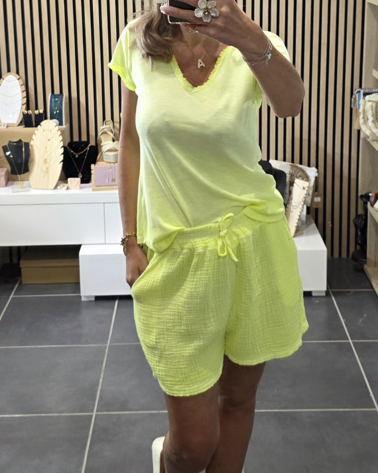 Short en gaz de coton